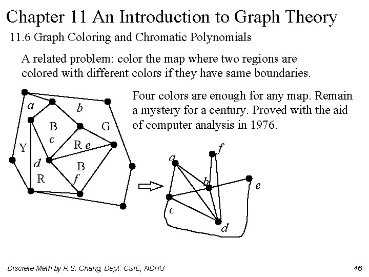 Chapter 11 An Introduction to Graph Theory 11. 6 Graph Coloring and Chromatic Polynomials