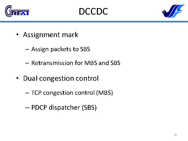 DCCDC • Assignment mark – Assign packets to SBS – Retransmission for MBS and