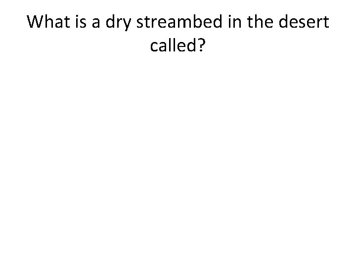 What is a dry streambed in the desert called? 