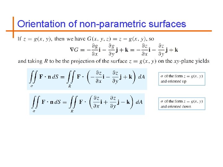 Orientation of non-parametric surfaces 