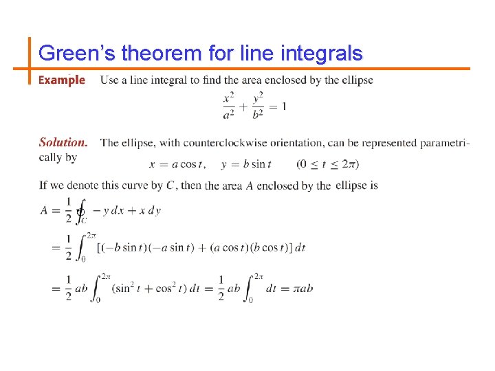 Green’s theorem for line integrals 