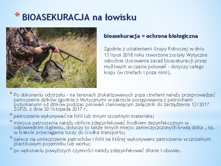 * BIOASEKURACJA na łowisku bioasekuracja = ochrona biologiczna Zgodnie z ustaleniami Grupy Roboczej w