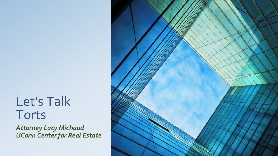 Let’s Talk Torts Attorney Lucy Michaud UConn Center for Real Estate 