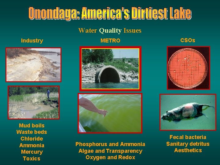 Water Quality Issues Industry Mud boils Waste beds Chloride Ammonia Mercury Toxics METRO Phosphorus Water Quality Issues Industry Mud boils Waste beds Chloride Ammonia Mercury Toxics METRO Phosphorus