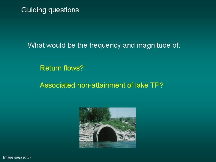 Guiding questions What would be the frequency and magnitude of: Return flows? Associated non-attainment Guiding questions What would be the frequency and magnitude of: Return flows? Associated non-attainment