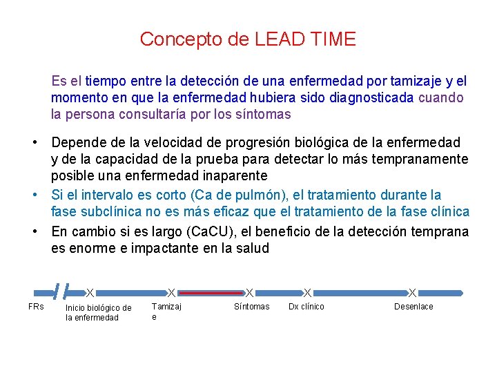 Concepto de LEAD TIME Es el tiempo entre la detección de una enfermedad por