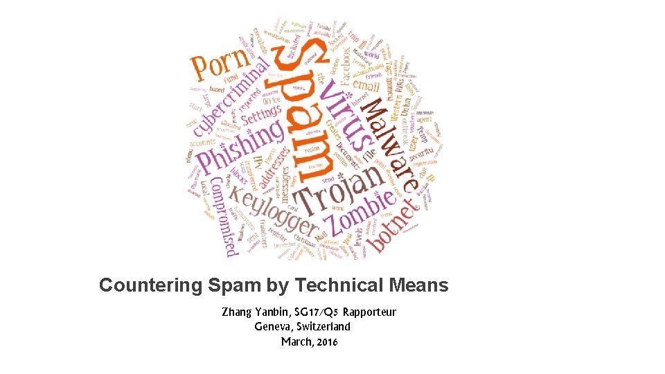 Countering Spam by Technical Means Zhang Yanbin, SG 17/Q 5 Rapporteur Geneva, Switzerland March,