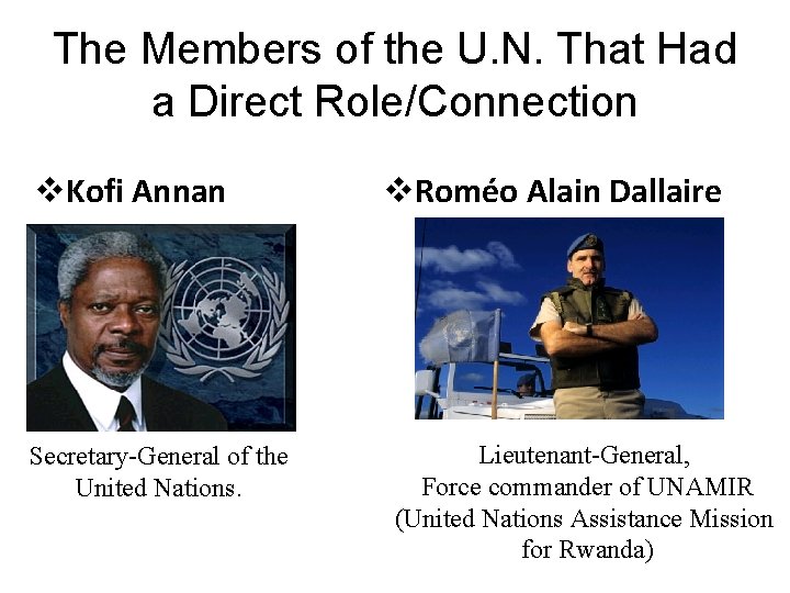 The Members of the U. N. That Had a Direct Role/Connection v. Kofi Annan The Members of the U. N. That Had a Direct Role/Connection v. Kofi Annan