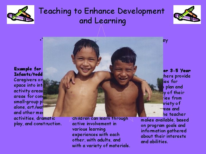 Teaching to Enhance Development and Learning • Teachers make plans to enable children to