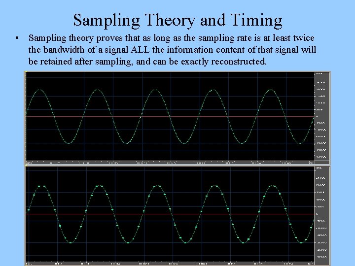 Sampling Theory and Timing • Sampling theory proves that as long as the sampling