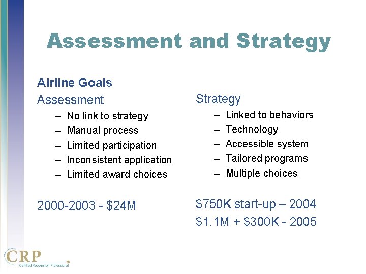 Assessment and Strategy Airline Goals Assessment – – – No link to strategy Manual Assessment and Strategy Airline Goals Assessment – – – No link to strategy Manual