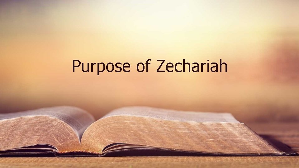 Purpose of Zechariah 