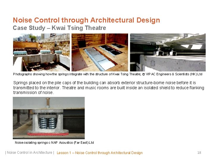 Noise Control through Architectural Design Case Study – Kwai Tsing Theatre Photographs showing how