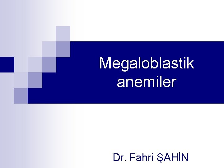 Megaloblastik anemiler Dr. Fahri ŞAHİN 