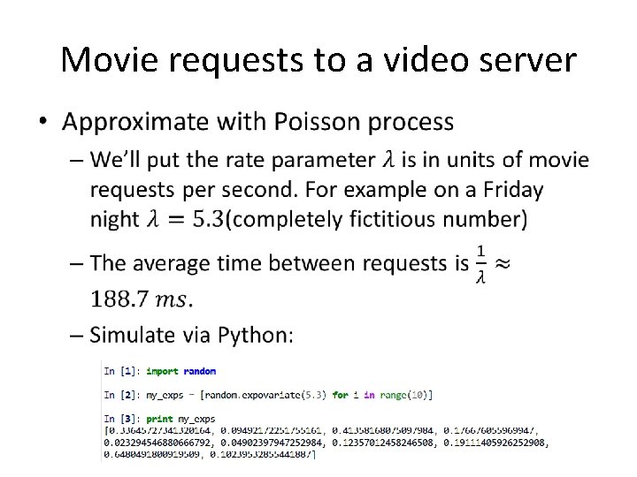 Movie requests to a video server • 