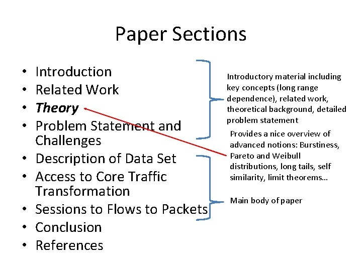 Paper Sections • • • Introduction Related Work Theory Problem Statement and Challenges Description