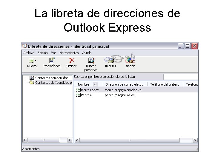 La libreta de direcciones de Outlook Express 
