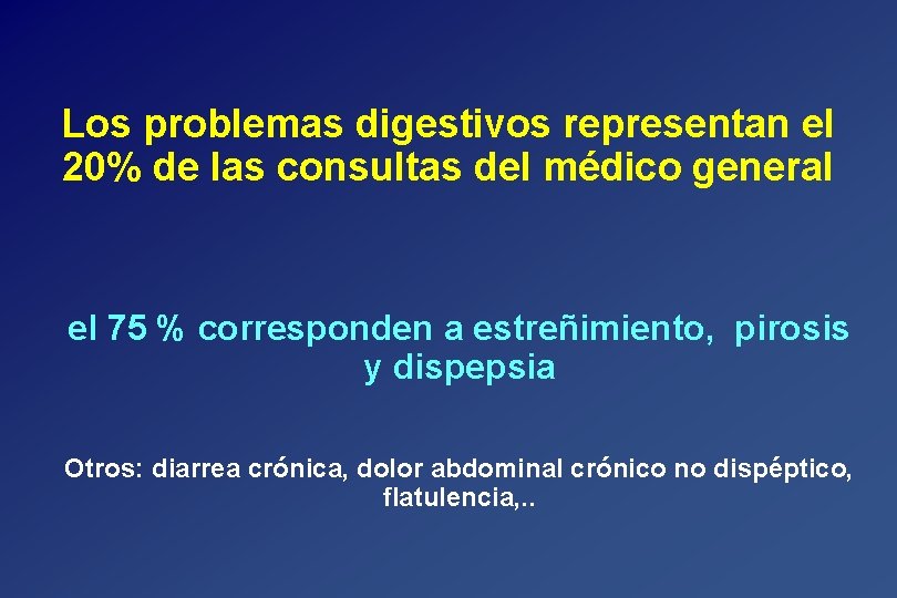 Los problemas digestivos representan el 20% de las consultas del médico general el 75