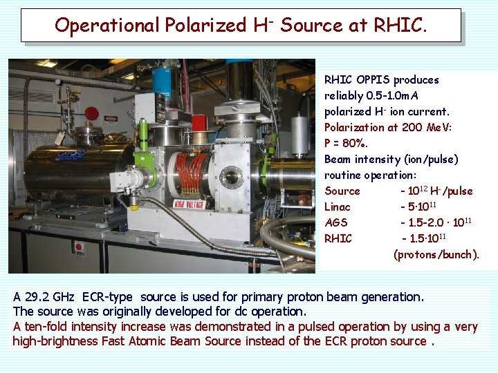 Operational Polarized H- Source at RHIC OPPIS produces reliably 0. 5 -1. 0 m.