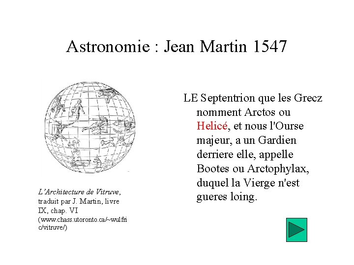 Astronomie : Jean Martin 1547 L’Architecture de Vitruve, traduit par J. Martin, livre IX,