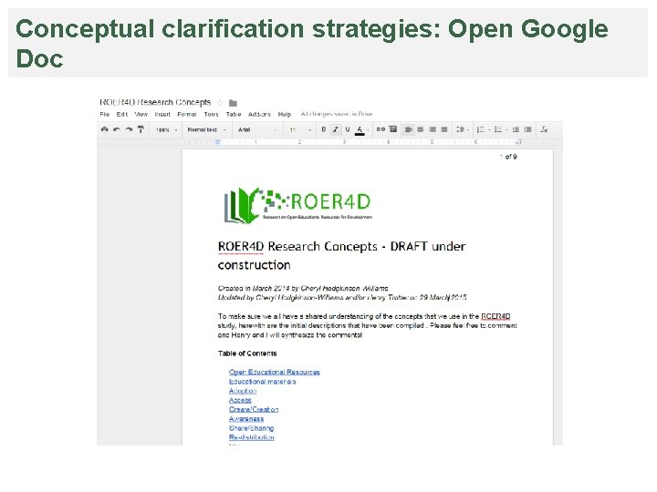 Conceptual clarification strategies: Open Google Doc 