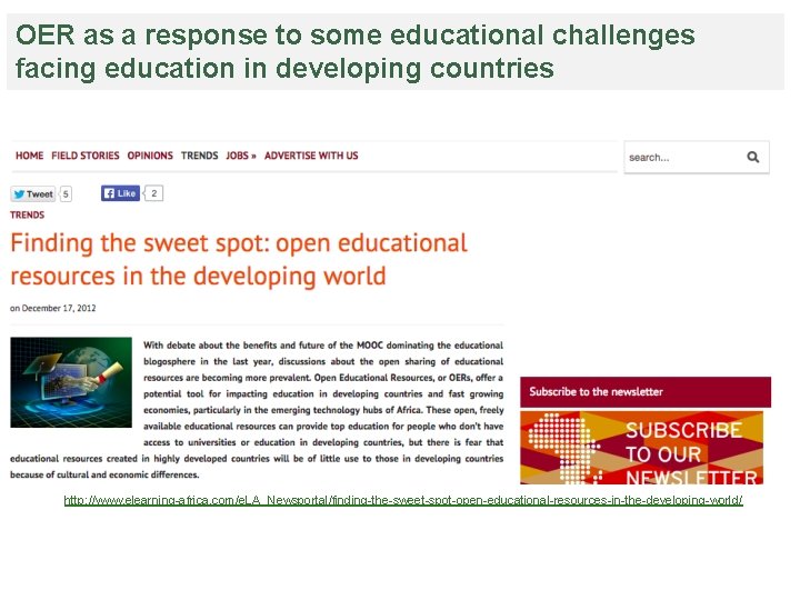 OER as a response to some educational challenges facing education in developing countries http: