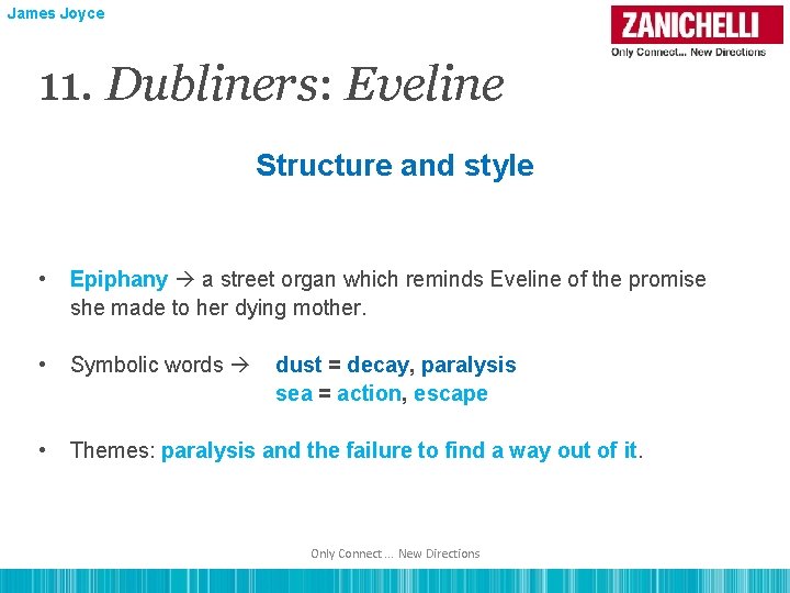 James Joyce 11. Dubliners: Eveline Structure and style • Epiphany a street organ which