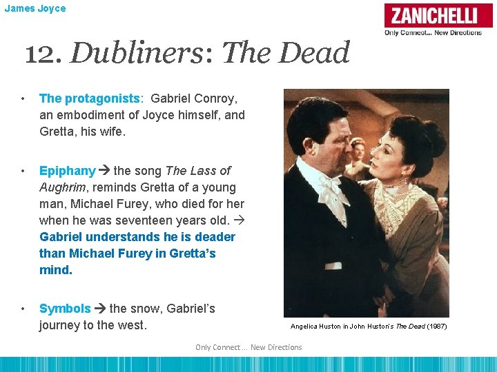 James Joyce 12. Dubliners: The Dead • The protagonists: Gabriel Conroy, an embodiment of
