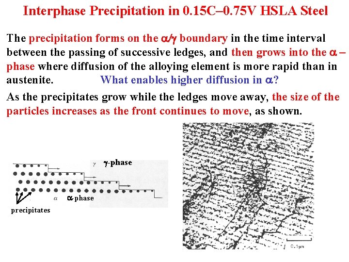 Interphase Precipitation in 0. 15 C– 0. 75 V HSLA Steel The precipitation forms