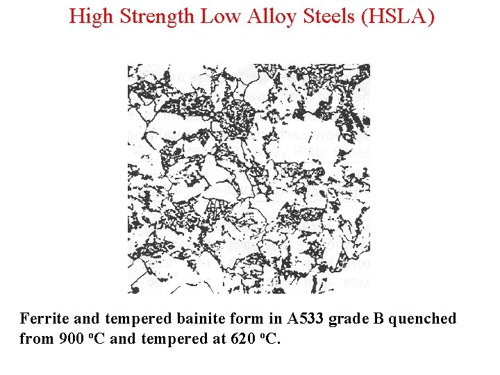 High Strength Low Alloy Steels (HSLA) Ferrite and tempered bainite form in A 533