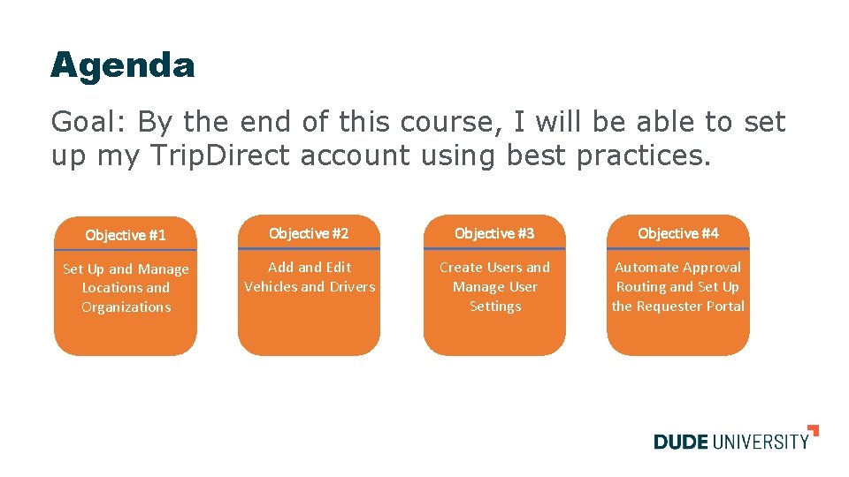 Agenda Goal: By the end of this course, I will be able to set