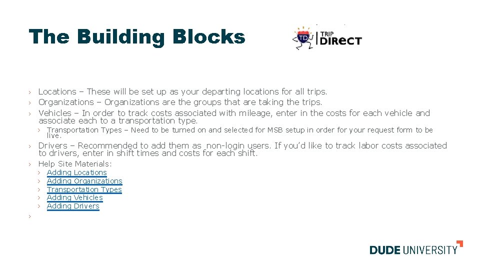 The Building Blocks › › › Locations – These will be set up as