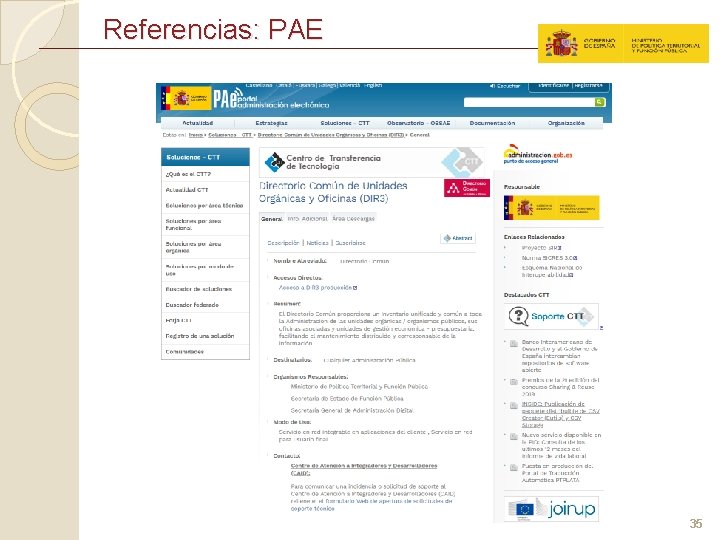 Referencias: PAE 35 