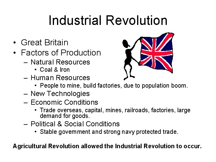 Industrial Revolution • Great Britain • Factors of Production – Natural Resources • Coal