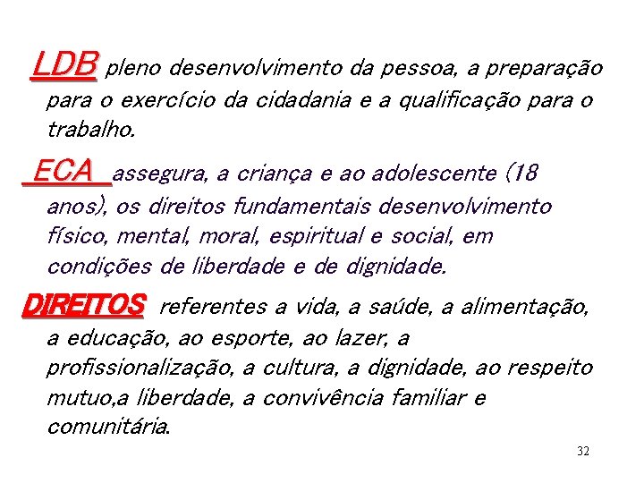 LDB pleno desenvolvimento da pessoa, a preparação para o exercício da cidadania e a