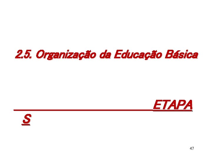 2. 5. Organização da Educação Básica S ETAPA 47 