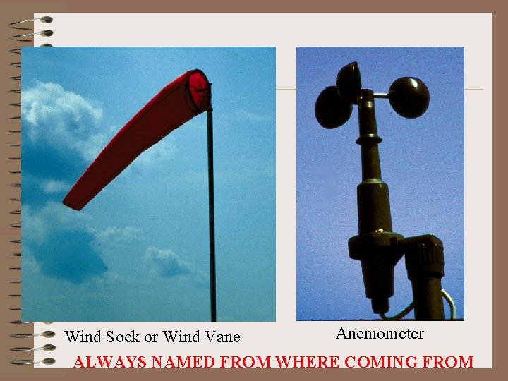 Wind Sock or Wind Vane Anemometer ALWAYS NAMED FROM WHERE COMING FROM Wind Sock or Wind Vane Anemometer ALWAYS NAMED FROM WHERE COMING FROM