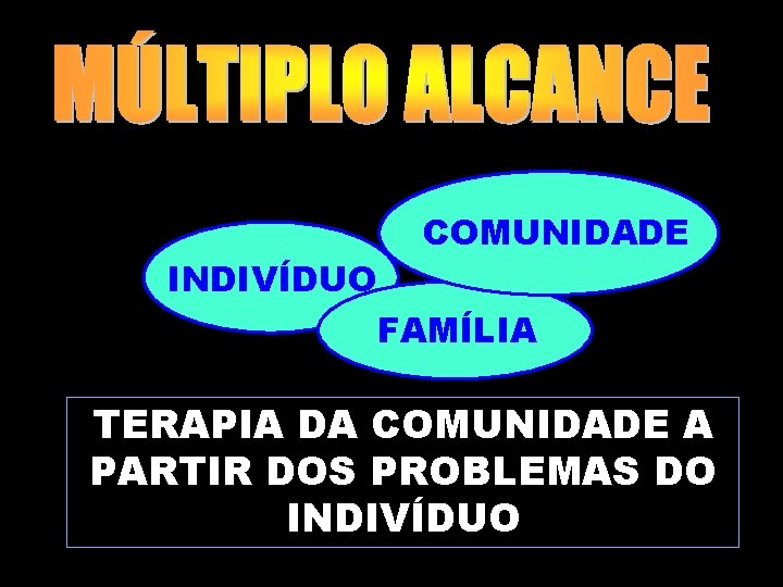 INDIVÍDUO COMUNIDADE FAMÍLIA TERAPIA DA COMUNIDADE A PARTIR DOS PROBLEMAS DO INDIVÍDUO Marilene Grandesso