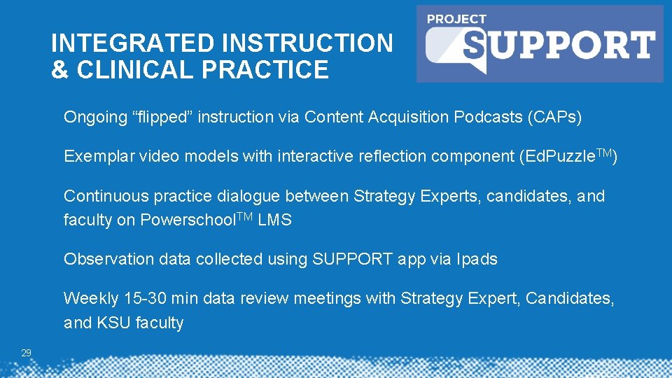INTEGRATED INSTRUCTION & CLINICAL PRACTICE Ongoing “flipped” instruction via Content Acquisition Podcasts (CAPs) Exemplar INTEGRATED INSTRUCTION & CLINICAL PRACTICE Ongoing “flipped” instruction via Content Acquisition Podcasts (CAPs) Exemplar