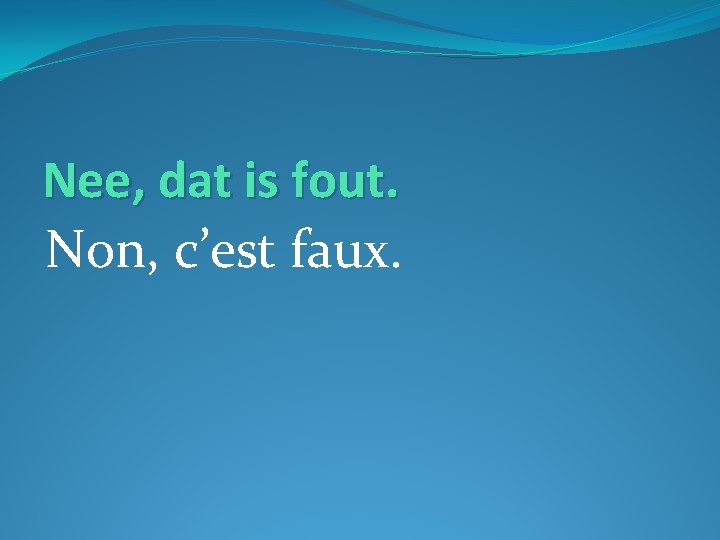 Nee, dat is fout. Non, c’est faux. 