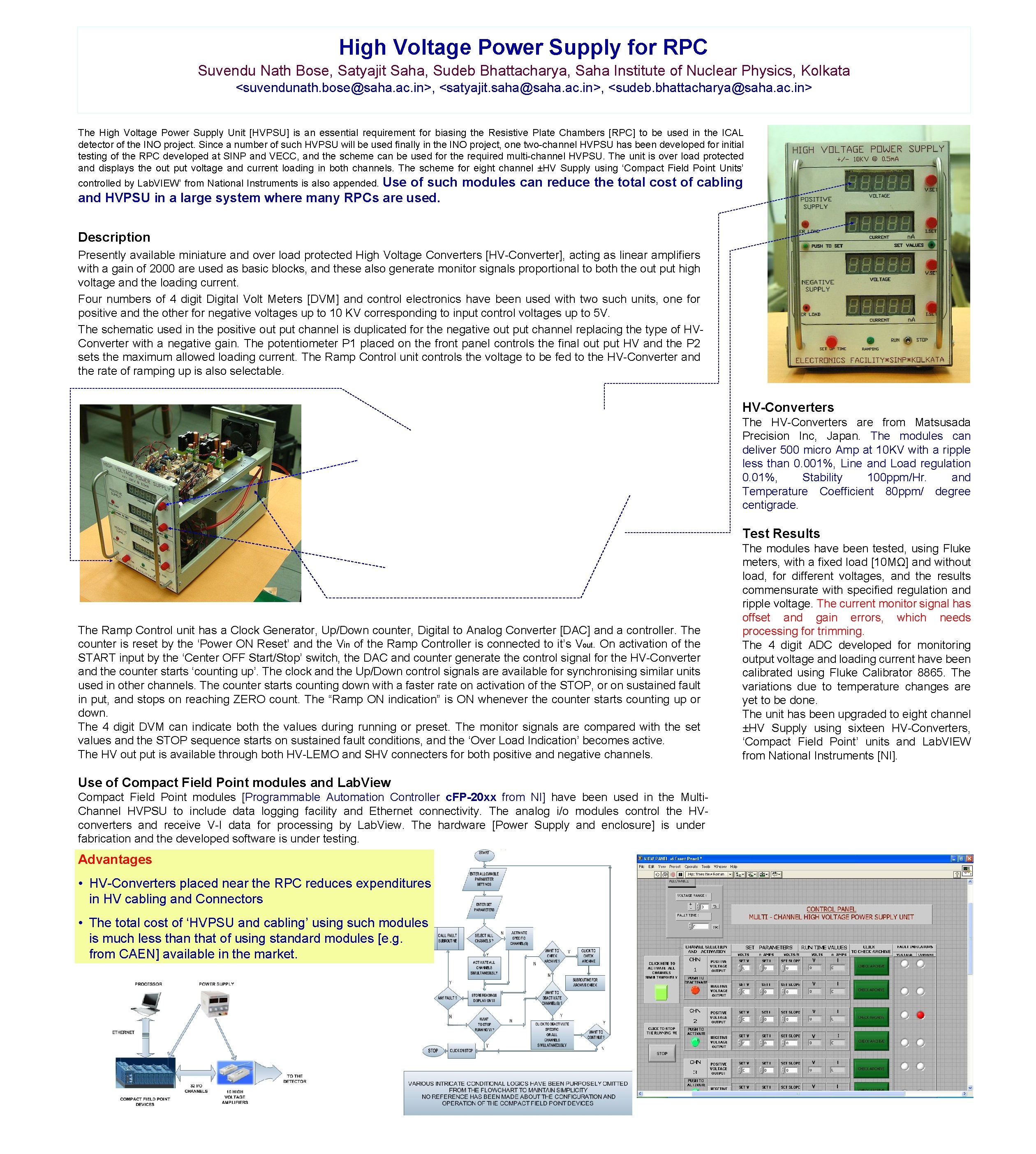 High Voltage Power Supply for RPC Suvendu Nath Bose, Satyajit Saha, Sudeb Bhattacharya, Saha