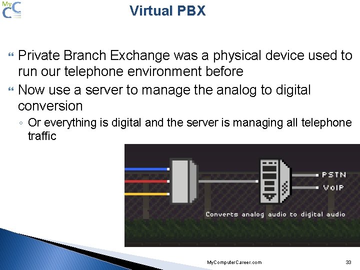 Virtual PBX Private Branch Exchange was a physical device used to run our telephone
