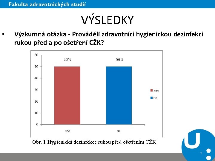 VÝSLEDKY • Výzkumná otázka - Prováděli zdravotníci hygienickou dezinfekci rukou před a po ošetření