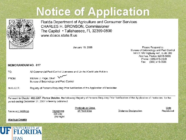 Notice of Application 