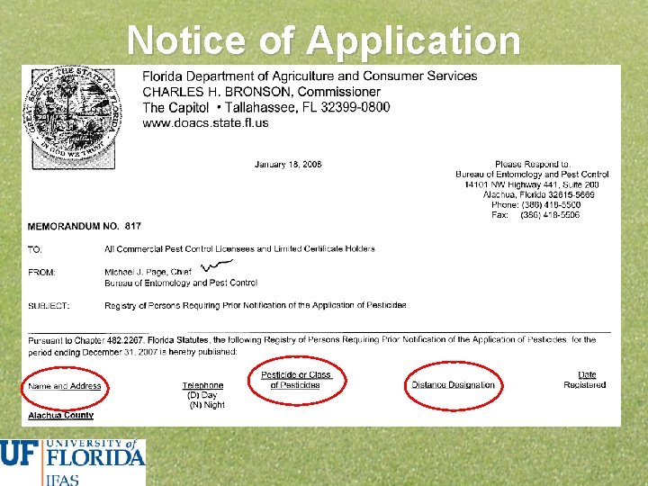 Notice of Application 