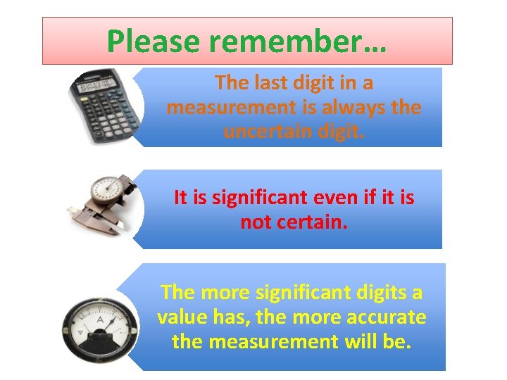 Please remember… The last digit in a measurement is always the uncertain digit. It
