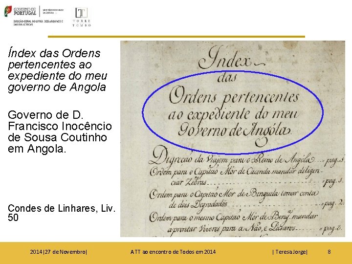 Índex das Ordens pertencentes ao expediente do meu governo de Angola Governo de D.