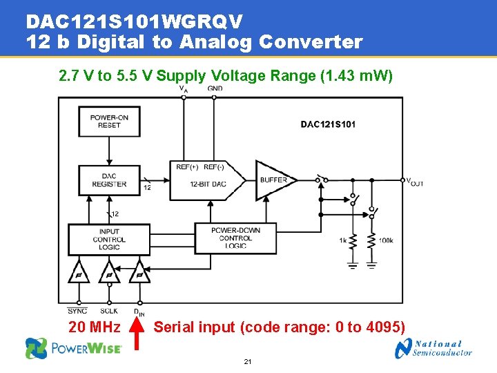 DAC 121 S 101 WGRQV 12 b Digital to Analog Converter 2. 7 V