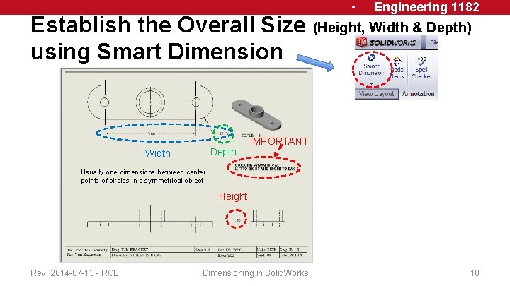  • Engineering 1182 Establish the Overall Size (Height, Width & Depth) using Smart