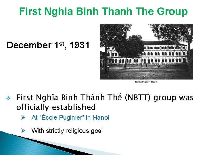 First Nghia Binh Thanh The Group December 1 st, 1931 v First Nghĩa Binh First Nghia Binh Thanh The Group December 1 st, 1931 v First Nghĩa Binh